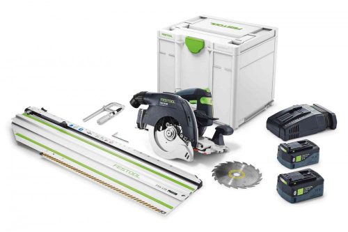 Festool Akkus kézi billenőbúrás körfűrész HKC 55 5,0 EBI-Set-FSK 420